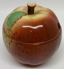 Vtg Maruhon Ware Red Apple Jam Jar Hand Painted Japan Autumn Season Kitchen