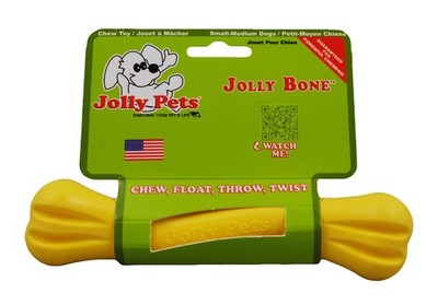 Jolly Pets Bone 6 inch Yellow  Rubber Chew Toy for Dogs