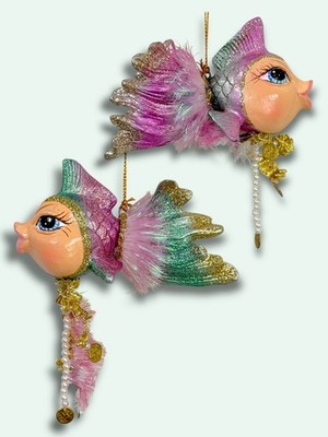 Goodwill Glimmer Schleierfisch Weihnachtsdeko Christbaum Aufhänger 12x14cm NEU