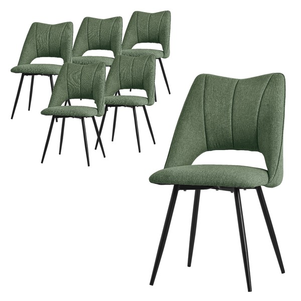 6Er Esszimmerstuhl Set KüChenstuhl Wohnzimmerstuhl Polsterstuhl RüCkenlehne GrüN-image