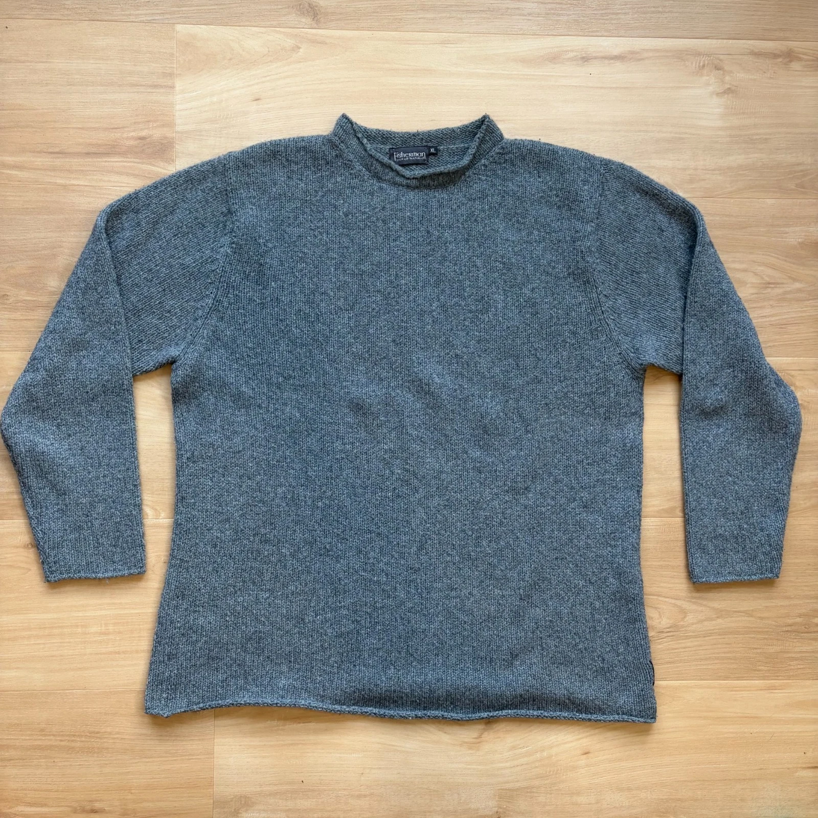 Fisherman Out of Ireland Men's Wool & Cashmere Roll Neck Sweater Gray Size XL