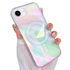 Heaofei Cute Case for iPhone 16e (6.1 inch), 11 Iridescent Geometry