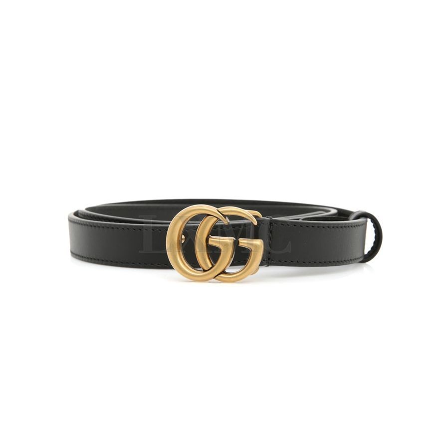 Gucci Double G Buckle Marmont Slim Belt 2cm Black 409417