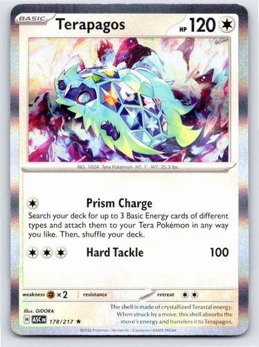 2026 POKEMON TERAPAGOS ASCENDED HEROES 178/217 HOLO R NM A85316 FREE S&H