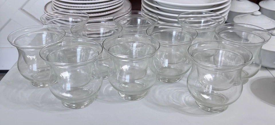 Vintage Caviar Chiller Bowls Set 10 Double Clear Glass Flared Ice Server Dishes - Image 4 of 4