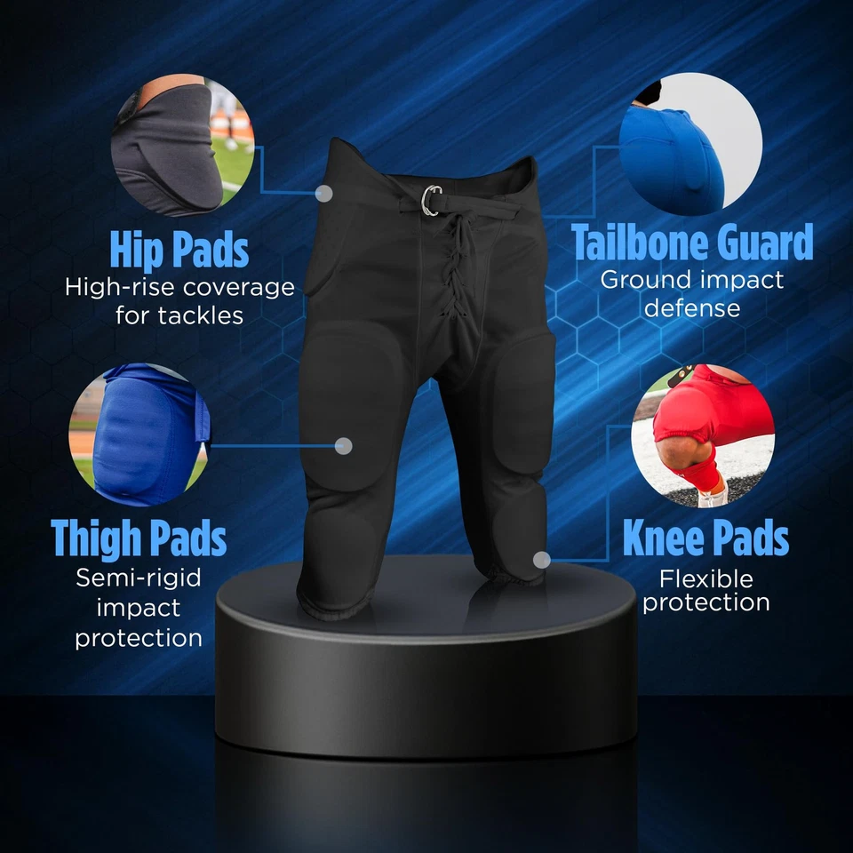 Pantalones de práctica de fútbol juvenil con almohadillas pantalones integrados de doble punto para niños Foto 2 de 4