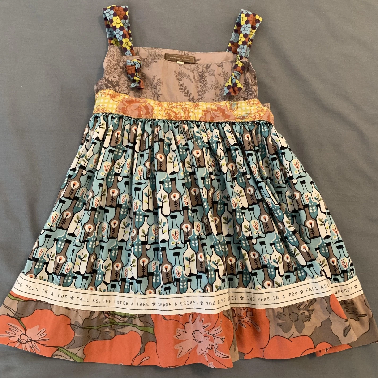 Matilda Jane Dress Girls 2T Multicolor You & Me Belted Sundress Knee Length