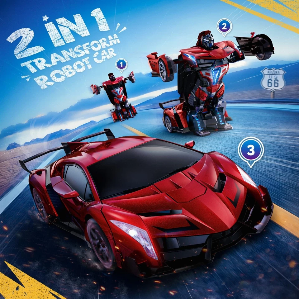 V991 2-in-1 Transform Robot RC Car, 1:10 Large Transform Toys Remote Control ... - Image 3 of 4