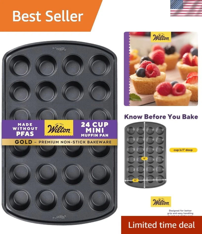 Gold Non-Stick 24-cup Muffin Pan, Cold-Rolled Steel Bakeware, Made without PF...
Opens in a new wind