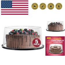 10 - 11" Plastic Disposable Cake Containers Carriers With Dome Lids And Cake ...