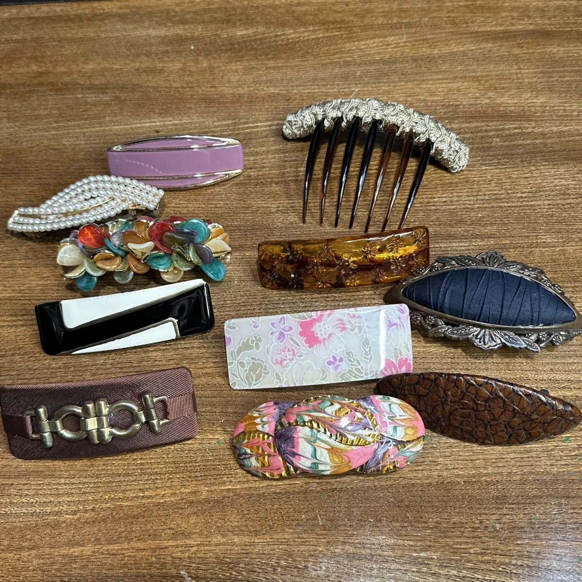Vintage 1960s Mid Century Floral Oval Retro Hair Clip Barrette Lot 3 Cottagecore 1960s Floral Hair Barrette: Mid-century Retro Accessory - Etsy main image 4