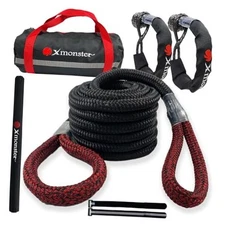Kinetic Recovery Tow Rope Snatch Rope Strap3/4 x 20' (MBS 22,000 lbs) and 2 