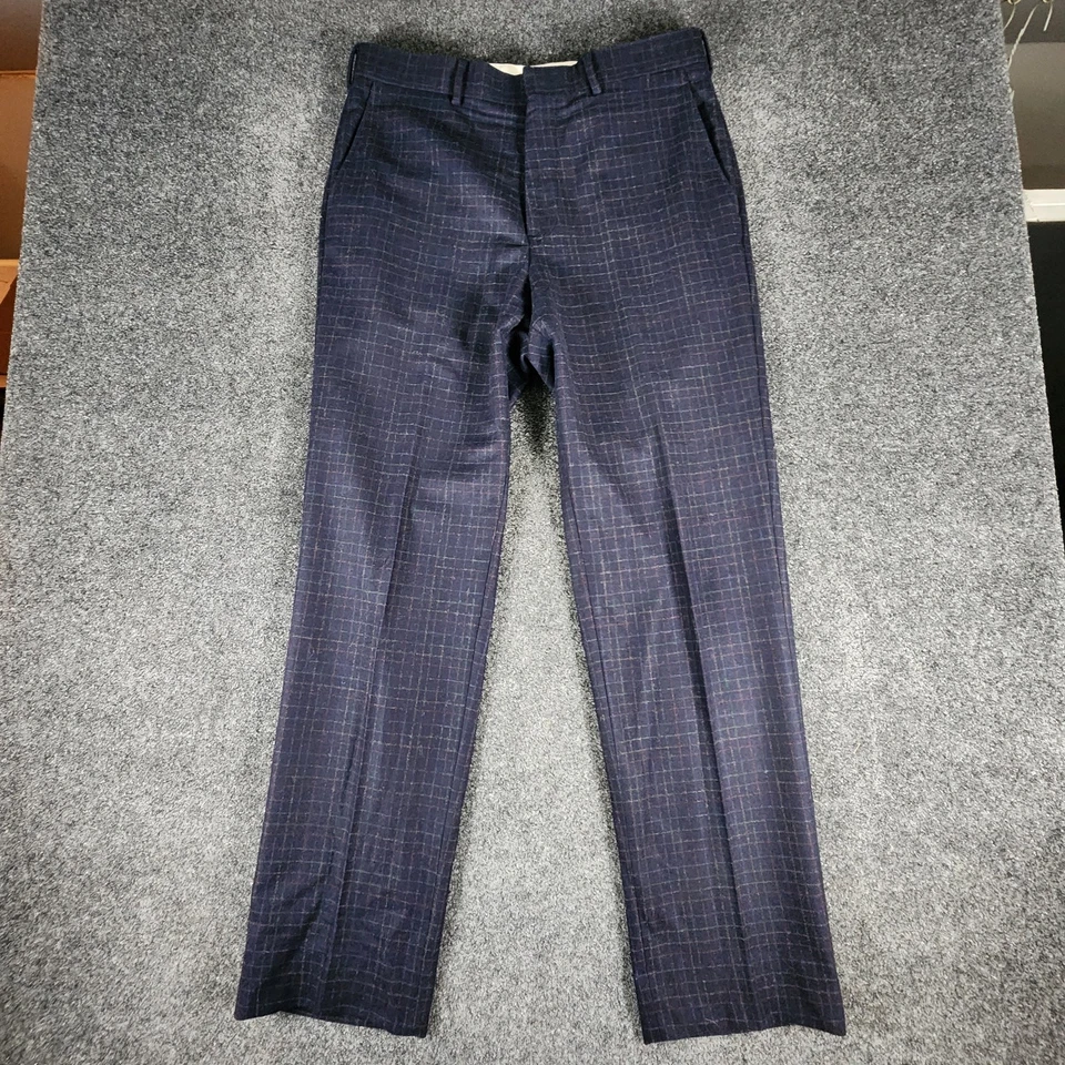 Pantalones Brooks Brothers Prown Make para hombre talla 33x31 azul marino a rayas pantalones de lana EE. UU. Foto 3 de 4