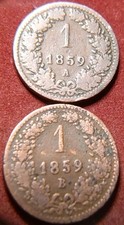 4184) Empire Austria 1 Kreutzer Kreuzer 1859 A + B in Ø for SS/Fine 