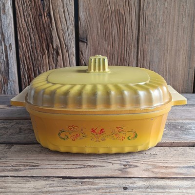 Vintage Golden Yellow Nordic Ware Bake Ware Cast Aluminum Casserole Dish w/ Lid