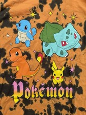Pokémon Tie Dye XXL T-shirt Black Orange Pikachu Charmander Squirtle Bulbasaur