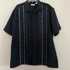 Cafe Luna Black Shirt Mens Size XL Striped Pa...