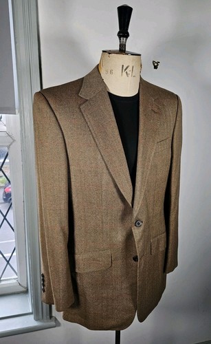 Bernard Weatherill Tweed Hacking Jacket UK 40R Brown Herringbone Savile Row M