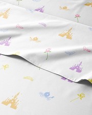 Kids Full Size Bed Sheet Set - 4 Piece Kids Loft Bed Sheets - Princess Castle