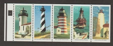 1990 US 2470-2474, 2474a NEVER FOLDED PANE 0F 5 LIGHTHOUSES MNH
