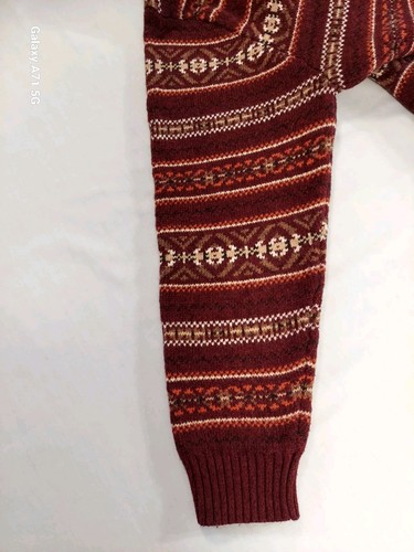 St. John's Bay Men's Vintage Rusty Brown Striped Lambswool Blend Sweater, Size L - Picture 14 of 18