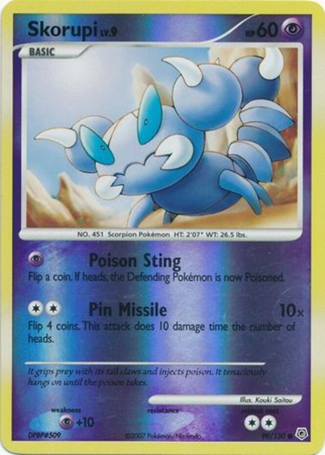 1x Skorupi - 99/130 - Common - Reverse Holo Moderately Played Pokemon Diamond & 
