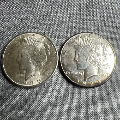 Lot Of 2 1925 Peace Silver Dollars. AU/BU ++