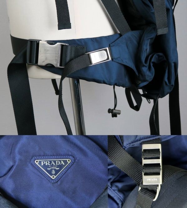Rare  PRADA V134 Large Backpack Navy backpack b6238 from japan thumbnail 6