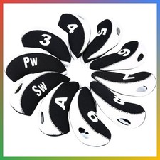 Golf Iron Head Covers Neoprene 10pcs Set Right Hand White Black
