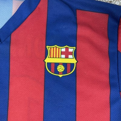 FC Barcelona Jersey Mens Large Blue Red Soccer Ronaldinho 10 Shirt