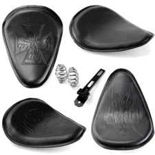 Black Motorcycle Solo Seat 3" Spring For Harley Honda Yamaha Bobber Chopper