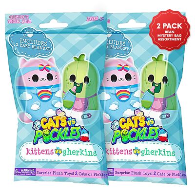 Kittens vs Gherkins Mystery Bag Plush Toy Collectible 3 Inch Soft Beans 2 Pack