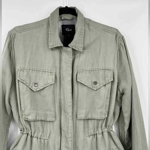 Rails Jayden Sage With Plaid Utility Jacket Linen Drawstring Waist Green Small - Picture 10 of 16