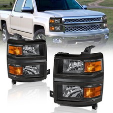 Pair Front Lamps Headlights Assembly For 2014-2015 Chevrolet Silverado 1500