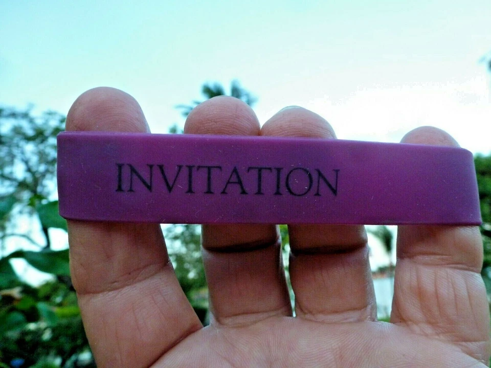 Silicon Rubber Band In Purple "INVITATION" 3/4" X 4 1/2" .050" Wall 1 Band Only - Image 4 of 4