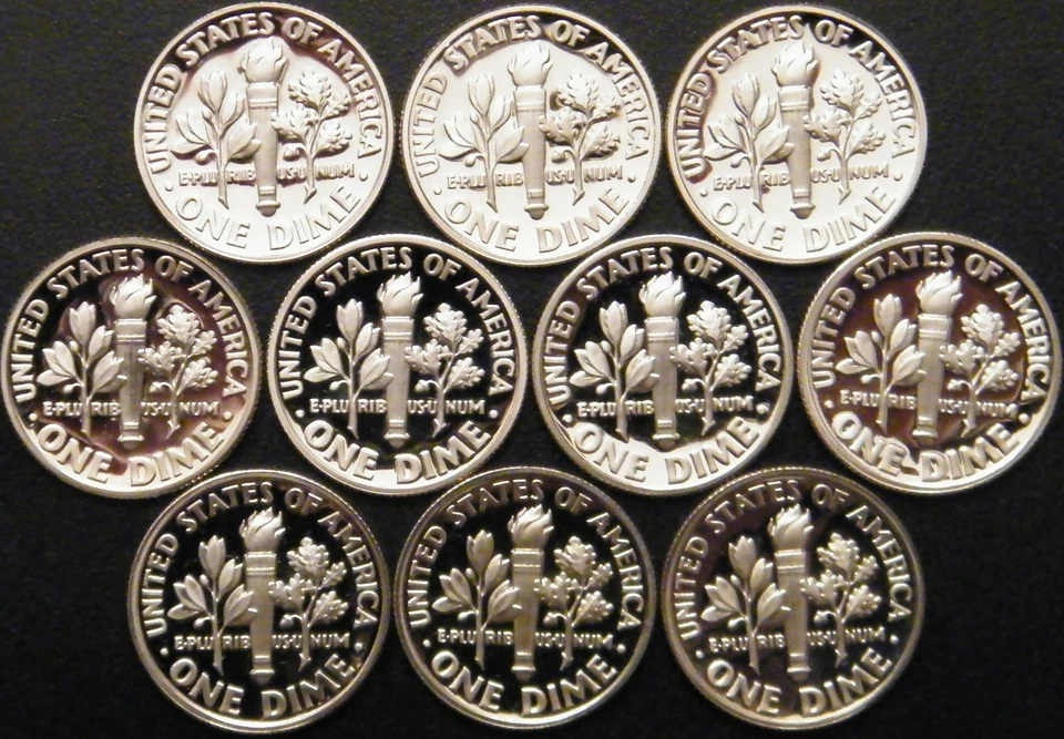 1990~1999 S Roosevelt Dime Gem Proof Clad Run 10 Coin Decade Set US Mint Lot - Image 2 of 2