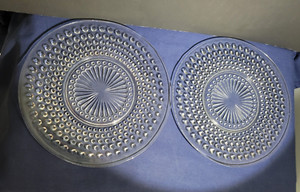 2 Anchor Hocking Glass Hobnail Clear Luncheon Plate  8 1/2"   Vintage  1930's