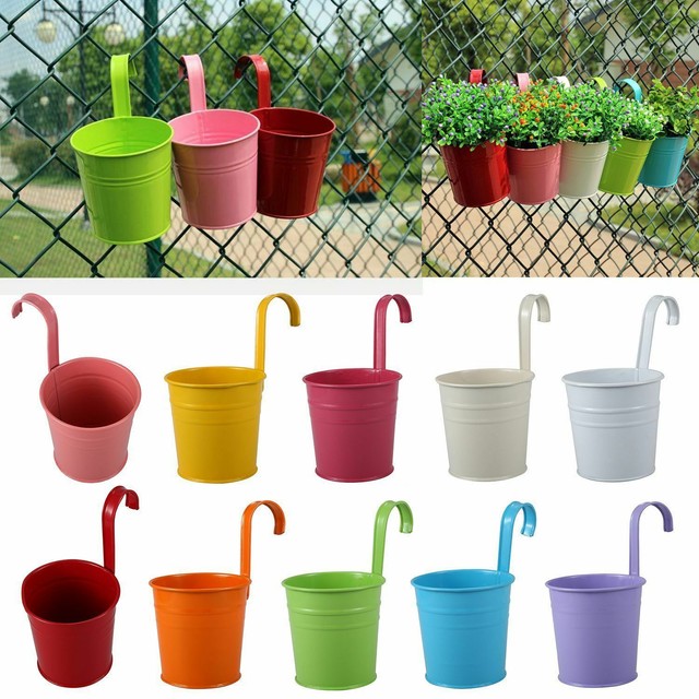10x Flower Pot Hanging Balcony Garden Plant Metal Iron Planter Home Decor Ukm2 For Sale Online Ebay