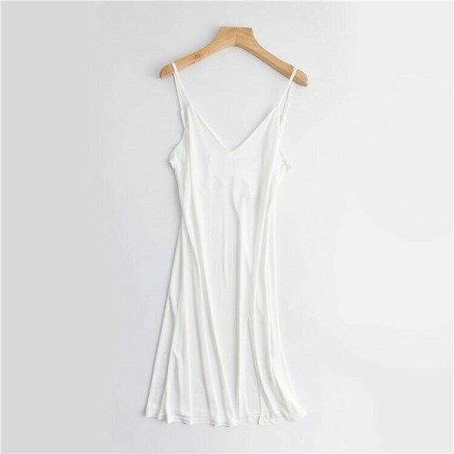 Sottoveste donna seta canottiera sottoveste spalline camicia da notte spacco scollo a V - Foto 7 di 22