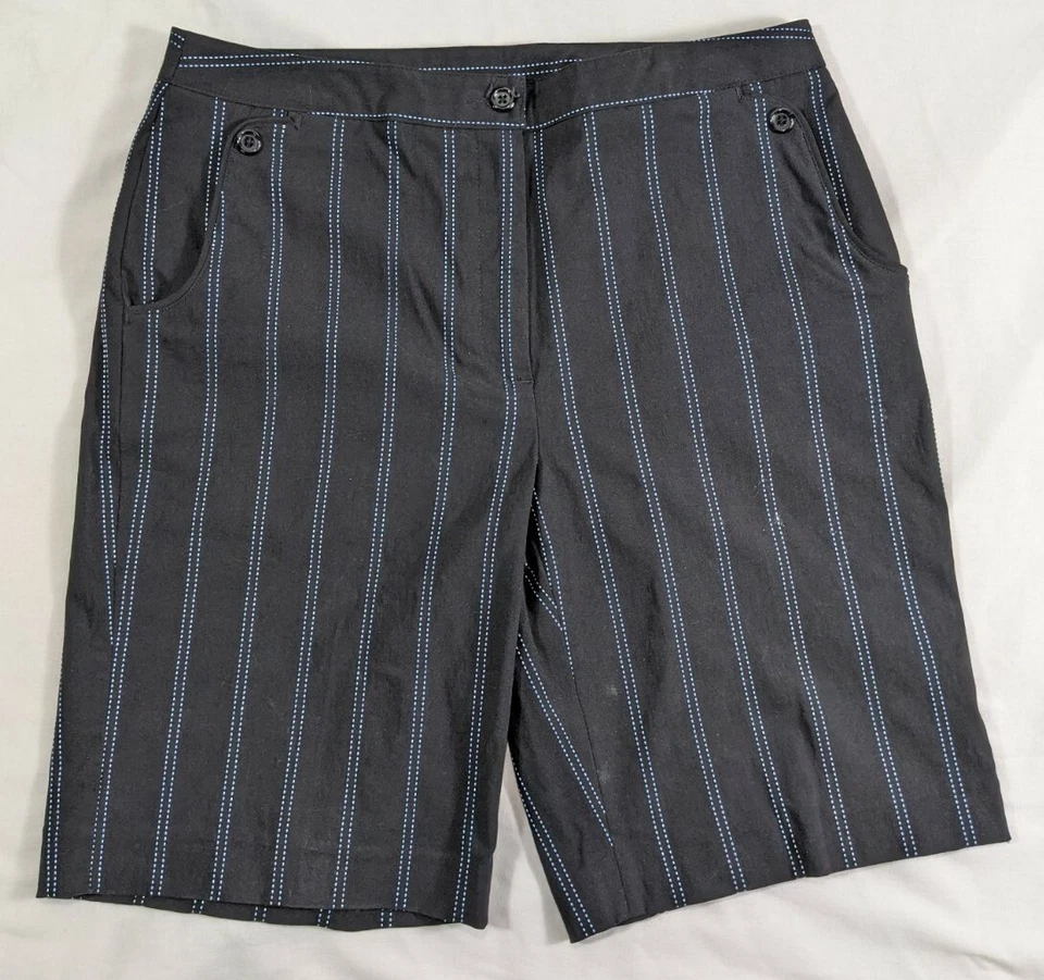 Bermudas de vestir EP PRO negras a rayas tiro medio calce regular elásticas talla 6 para mujer Foto 3 de 4