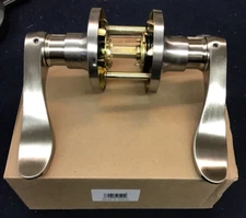 Probrico Wave Passage Door Lever Satin Nickel Keyless Handle with Hardware (b65)