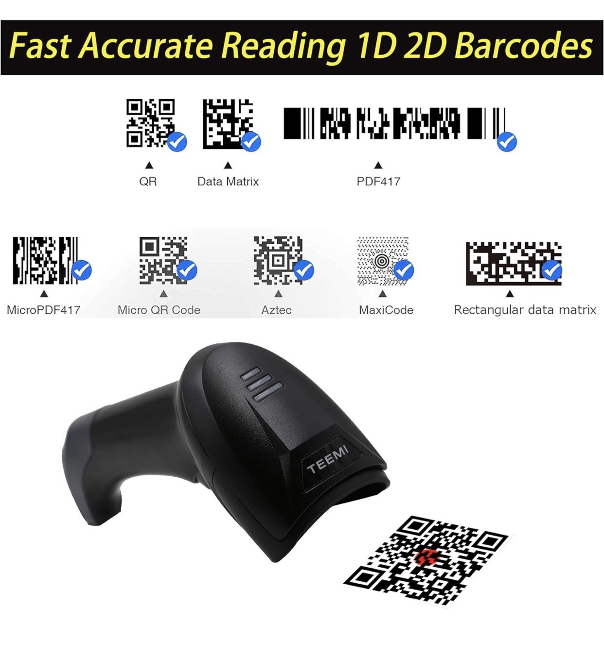 TEMMI QR Bluetooth 5 0 Barcode Scanner With Wall Mountable USB temmi-qr-bluetooth-5-0-barcode-scanner-with-wall-mountable-usb