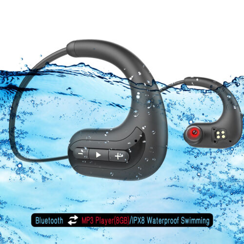 Bezprzewodowe słuchawki Bluetooth 8GB IPX8 wodoodporne słuchawki do pływania i nurkowania MP3 - Zdjęcie 1 z 18