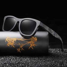 Handmade Unisex Wood Polarized Sunglasses Black Wooden Frame Outdoor Glasses