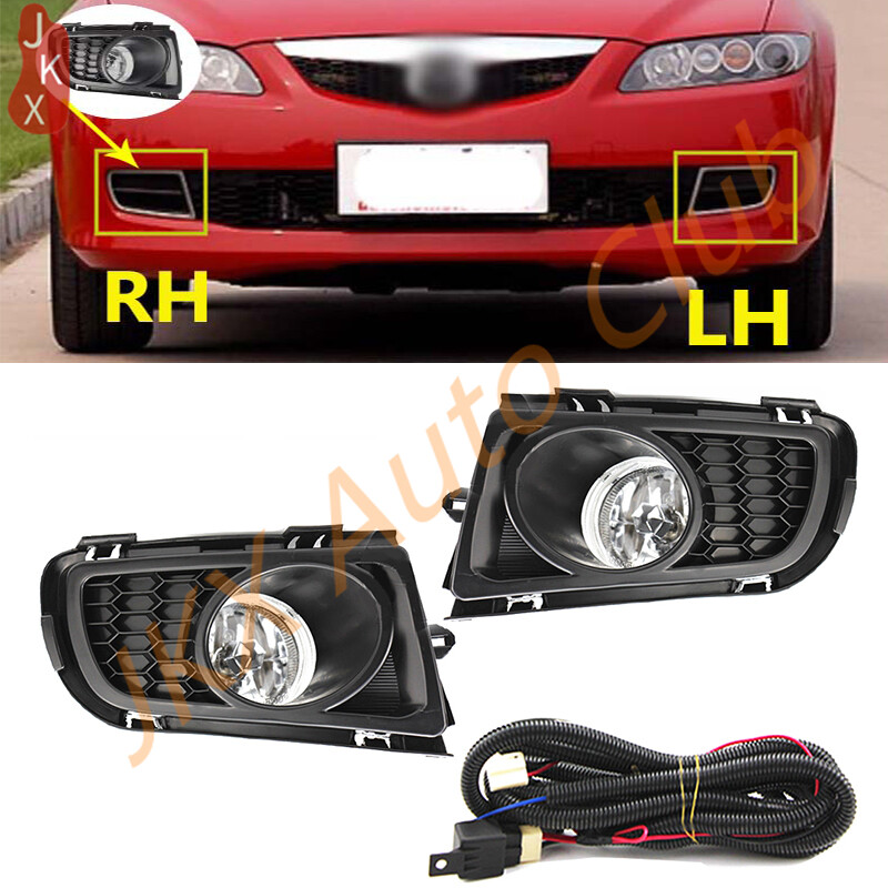 Pair Front Bumper Driving Lamp Fog Light w/ Wire For Mazda 6 Sedan