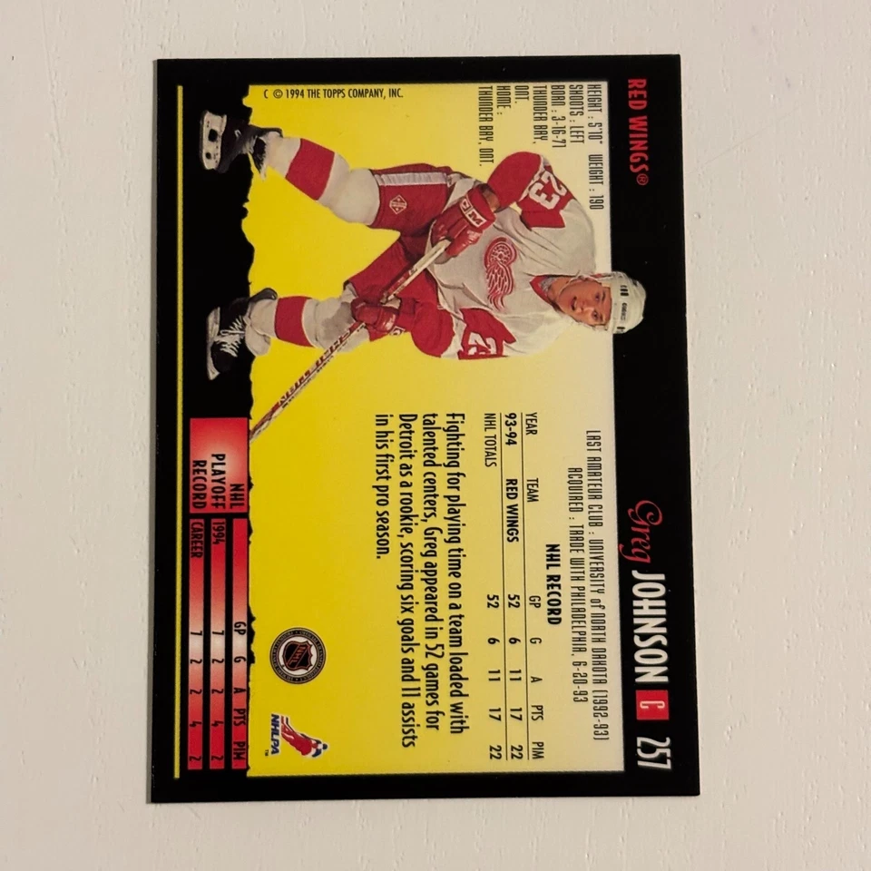 1994-95 Topps Premier - #257 Greg Johnson - Image 2 of 2