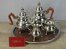 Vintage 5 Piece Williamsburg Kirk Stieff Pewter Tea + Coffee Set Good Condition