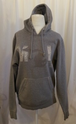 MI Michigan Up North Hoodie Heavy Duty Sz S Heather Gray Pullover Lined hood