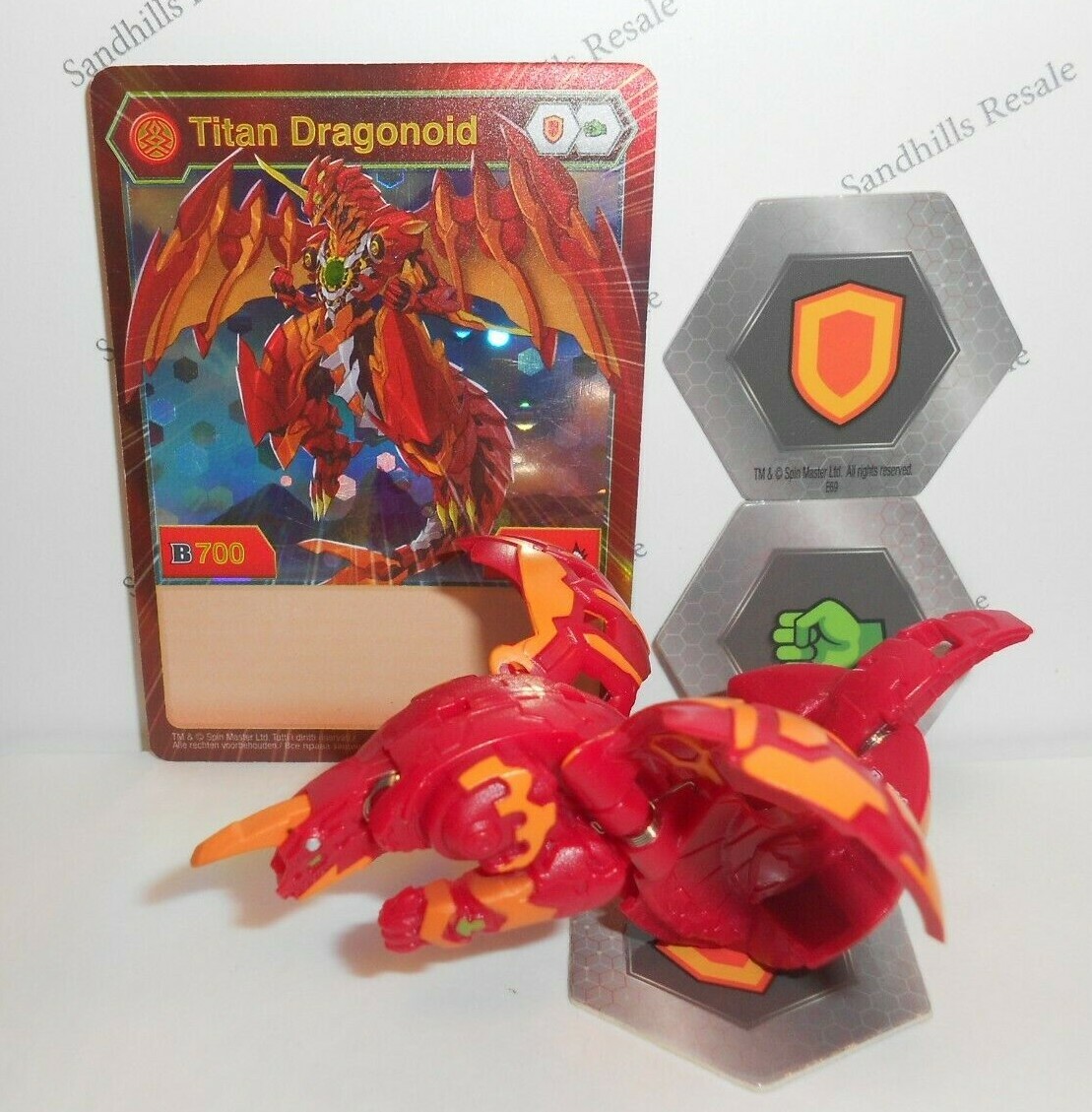Bakugan Titan Dragonoid Red Pyrus B700 Titan Dragonoid Hex Card cores