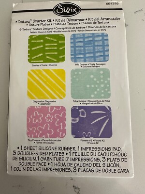 Sizzix Texturz Starter Complete Kit 3-Double-Sided Plates Scrapbooking Crafts